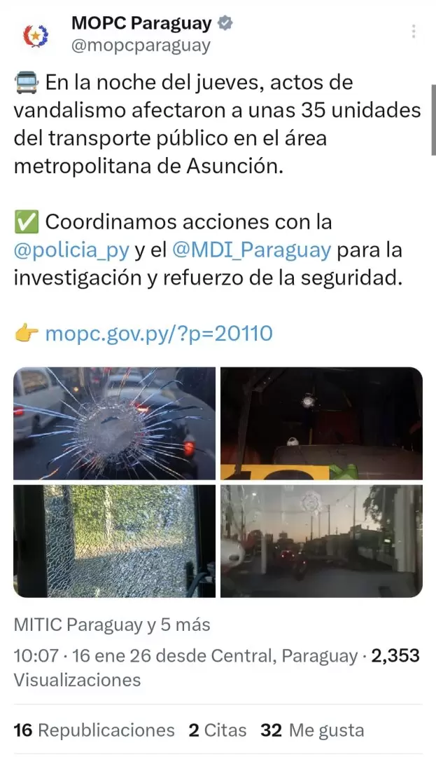 Vandalismo contra buses.