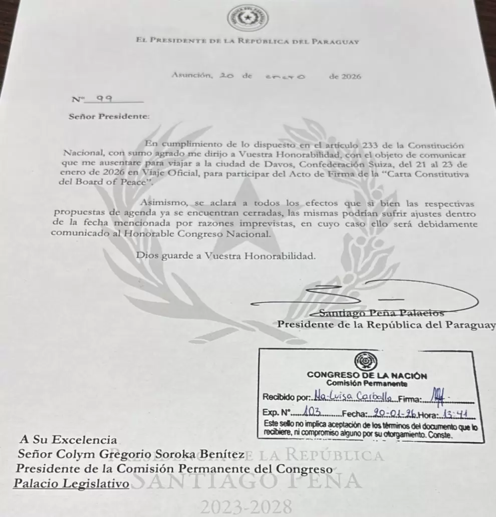 Nota de viaje de Peña.