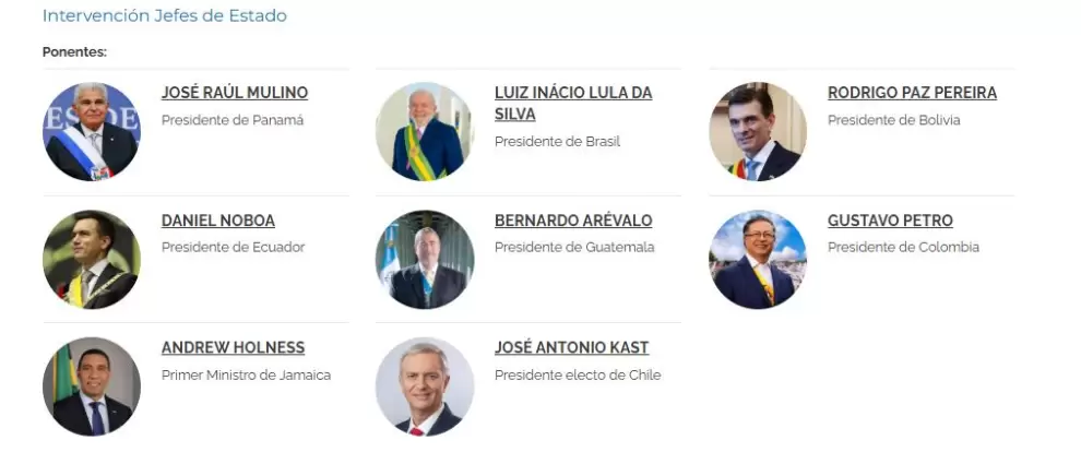 Jefes de Estado participantes.