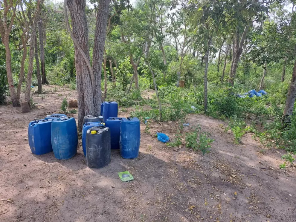 Zona de avioneta colombiana incendiada.