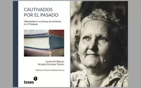 Tapa de "Cautivados por el pasado" y Josefina Pla.