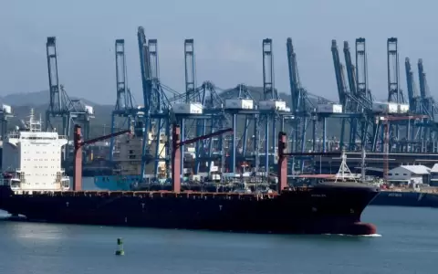 Carga y descarga de contenedores en barcos en la terminal de Hutchinson Port, con sede en Hong Kong, cerca del extremo del oc�ano Pac�fico del Canal.