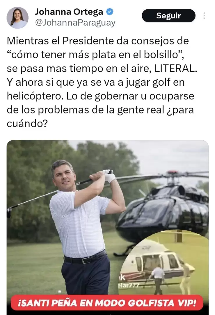 Posteo de Johanna Ortega.