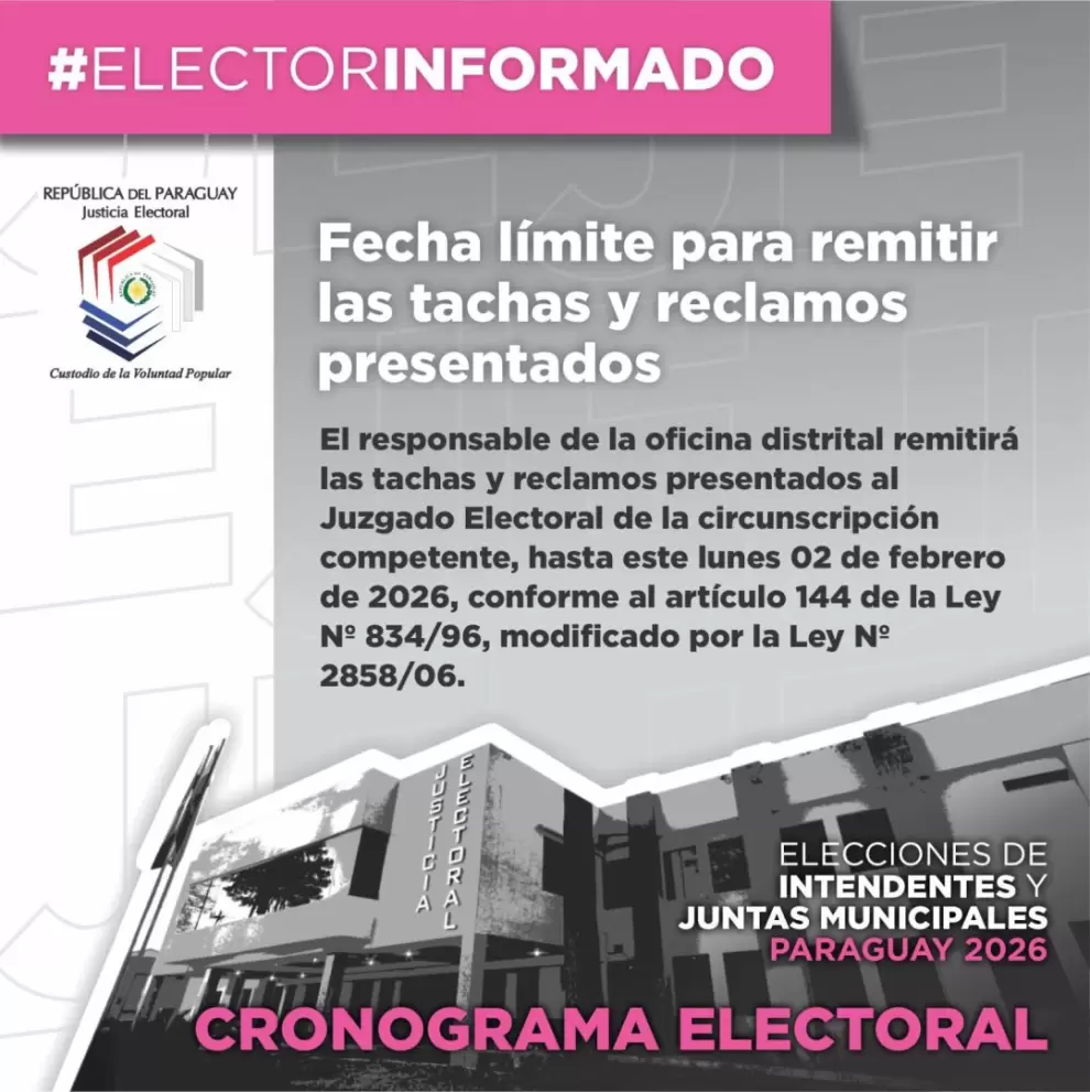Cronograma electoral con miras a las elecciones municipales.