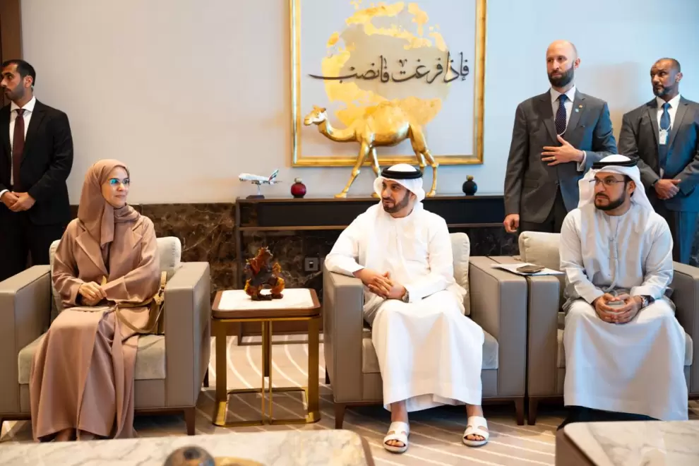 Pe�a en Dub�i con el Sheikh Ahmed bin Saeed Al Maktoum, presidente y director ejecutivo de Emirates Airline y presidente del Grupo.
