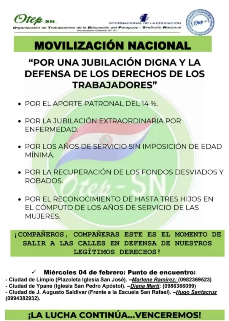 Convocatoria a movilizaci�n del OTEP