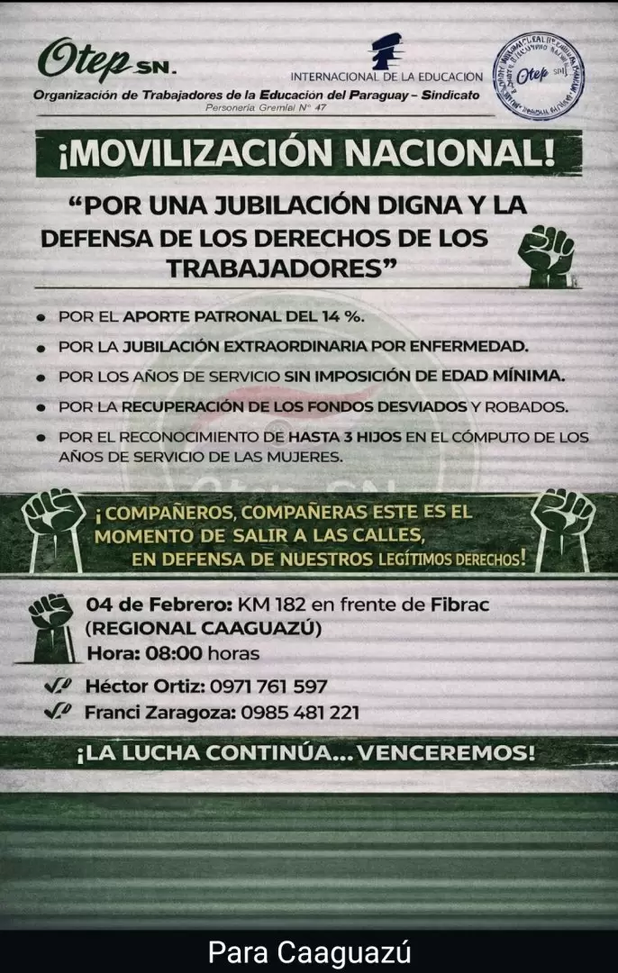 Convocatoria a movilizaci�n del OTEP