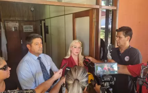 Conferencia de prensa realizada en el sal�n auditorio de la Fiscal�a Regional del Ciudad del Este.