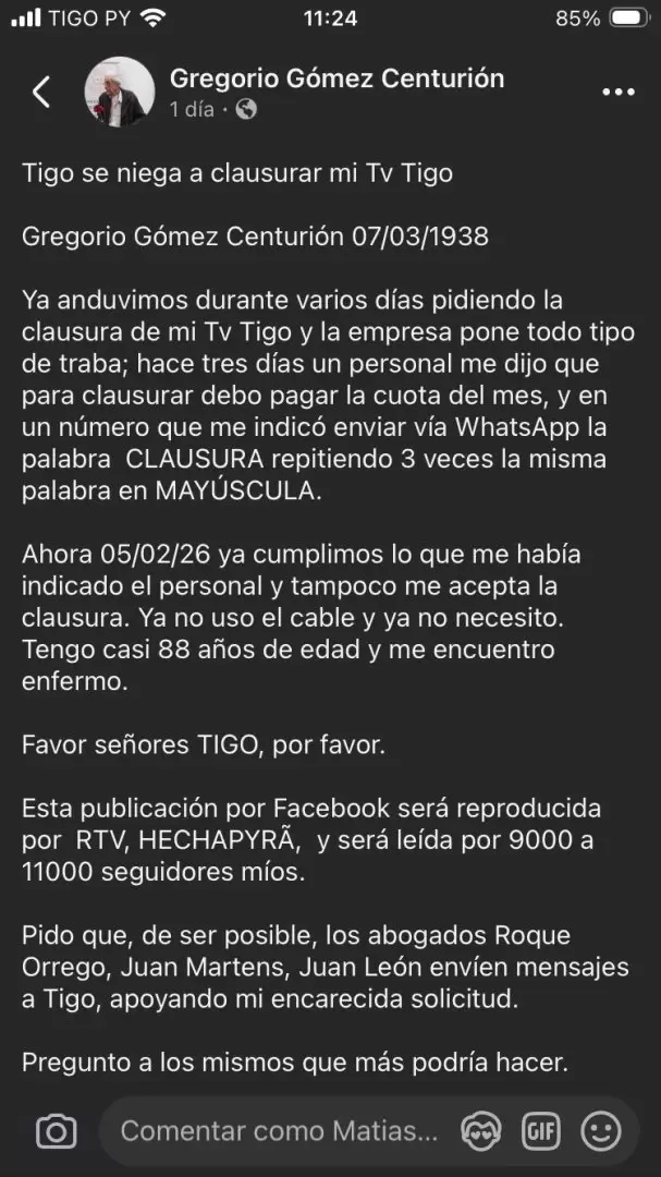 Denuncia a telefonía