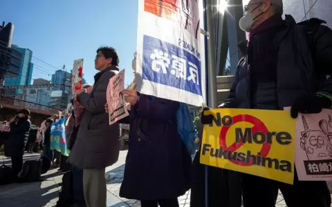 Manifestaci�n contra la apertura de la planta nuclear m�s grande del mundo en Jap�n, Fukishima.