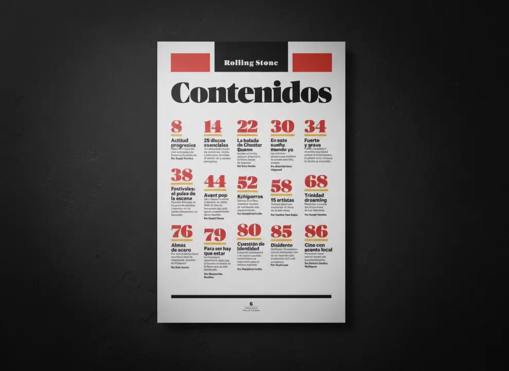 �ndice de la edici�n "Rock en Paraguay" de la revista Rolling Stone. Cortes�a