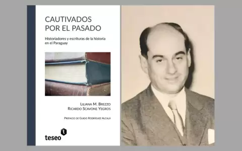Tapa de "Cautivados por el pasado" y Carlos A. Pastore en 1956.