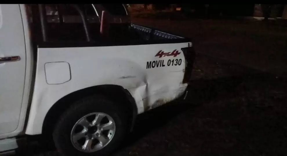 Así quedó la patrullera de la Policía Nacional. Foto: Gentileza.