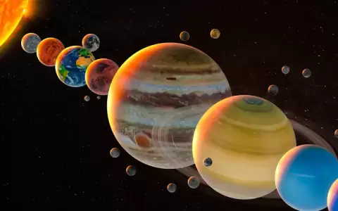 Representaci�n de los planetas del Sistema Solar en su orden.