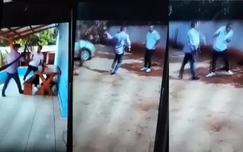 Intendente de Laurel agrediendo a un comunicador con un l�tigo.