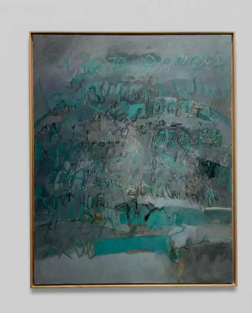 Sarah Grilo, Green Gray Graffiti, 1977. Óleo sobre tela. Cortesía