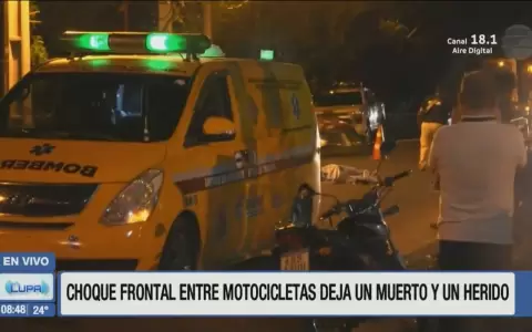 Choque frontal entre motocicletas deja un fallecido y un herido en San Antonio