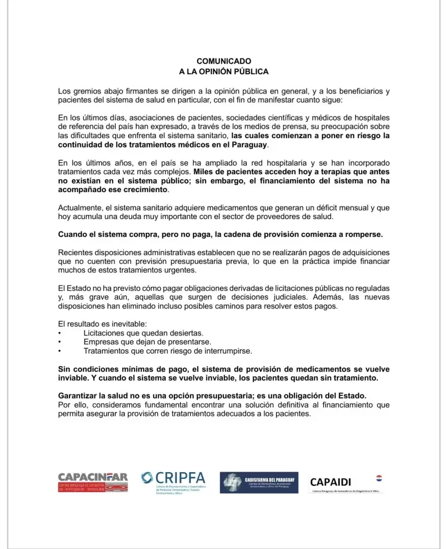 Comunicado a la opini�n p�blica.