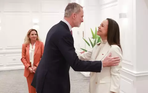 El Rey Felipe VI se re�ne con la l�der opositora venezolana y Nobel de la Paz Mar�a Cori�a Machado en Chile.