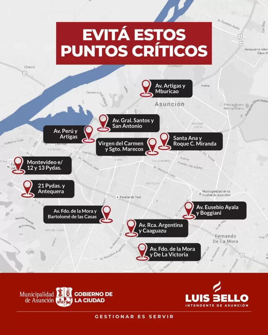 La municipalidad de Asunci�n alert� sobre los puntos cr�ticos