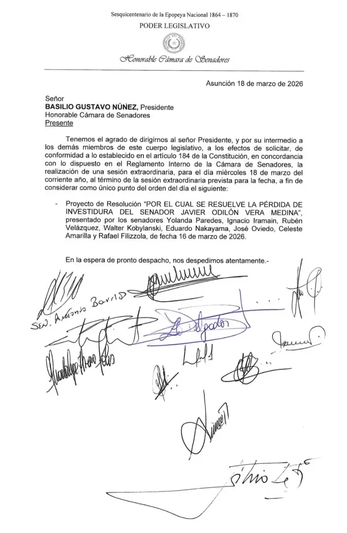 Nota de pedido de p�rdida de investidura.
