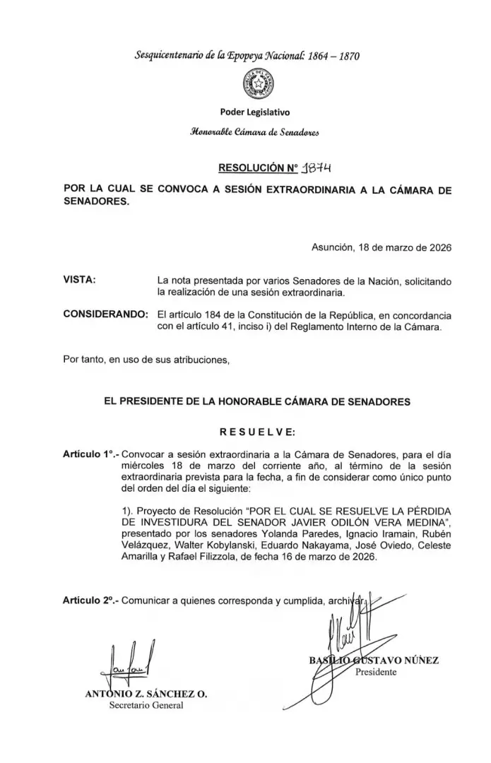 Nota de pedido de p�rdida de investidura.