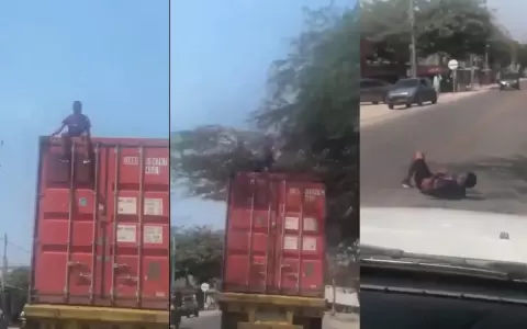 El momento fue filmado por una persona que ven�a detr�s del cami�n.