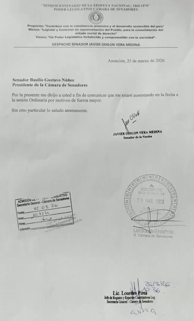 Nota presentada hoy en la sesi�n extraordinaria.
