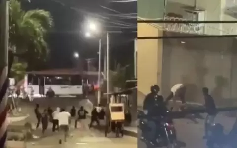 Enfrentamientos entre hinchas en la noche del mi�rcoles en Cartagena, Colombia.