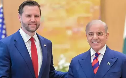 JD Vance siendo recibido por el primer ministro de Pakist�n, Shehbaz Sharif.