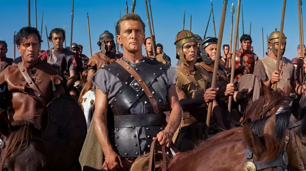 Escena de Espartaco (1960), dirigida por Stanley Kubrick y protagonizada por Kirk Douglas. Fotograma