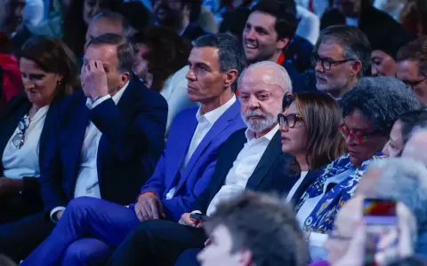 El presidente del Brasil, Lula da Silva, junto con el presidente del Gobierno espa�ol, Pedro S�nchez.