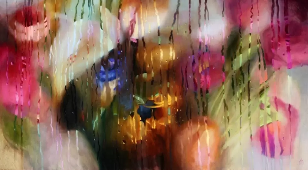 Mar�a Lyakhovitskaya, "Utop�a de un roce", 2026. �leo sobre lienzo. 200x110cm.