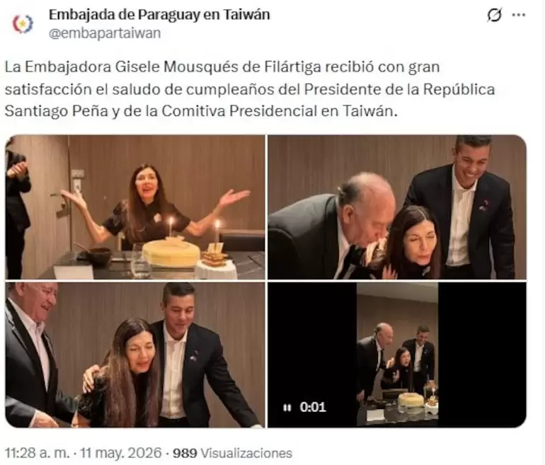 Posteo de la embajada de Taiwán.