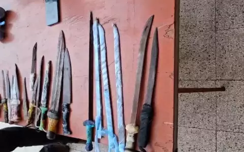 Armas incautadas durante la requisa en el penal.