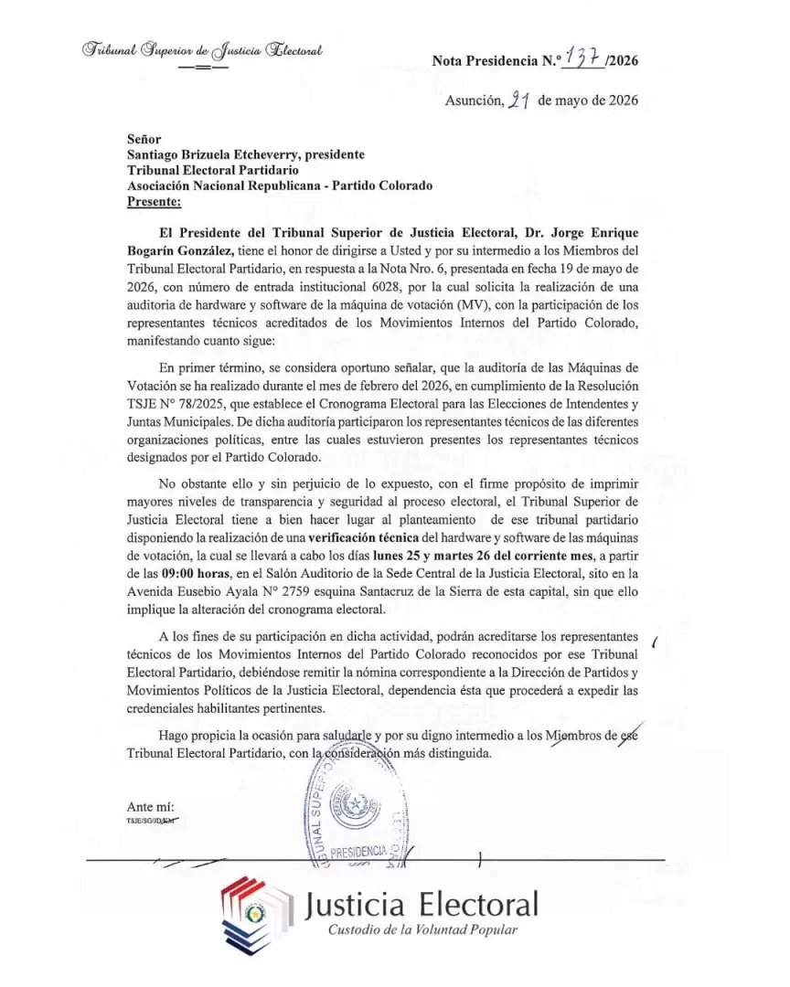 Nota del TSJE.