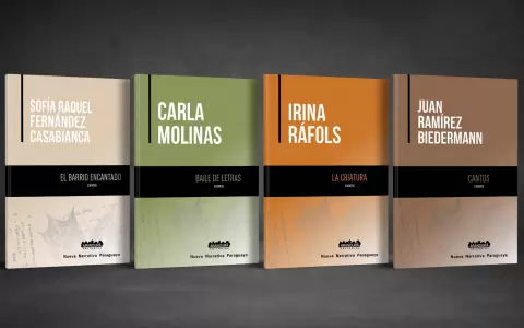 Portada de"El barrio encantado", "Baile de letras", "La criatura",  y "Cantos" . (Editorial Arandur�)