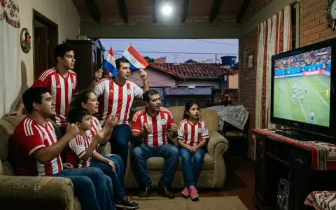 Paraguayos viendo el Mundial.