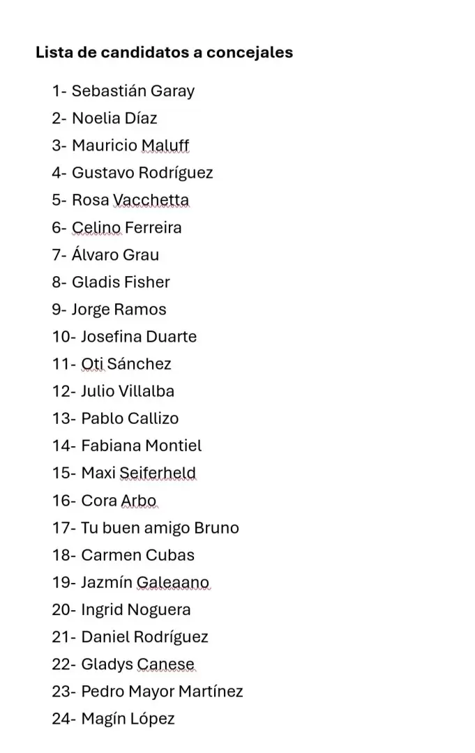 Los 24 concejales de la lista de Soledad N��ez para la Junta Municipal de Asunci�n.