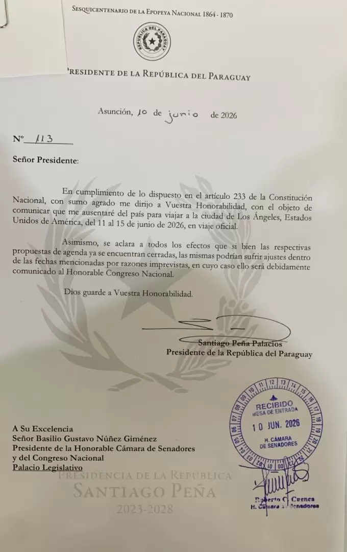 Nota de viaje de Santiago Pe�a.
