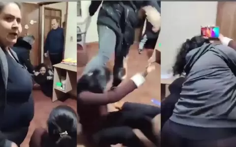 Momento de la agresi�n que sufrieron dos mujeres en Quiindy.