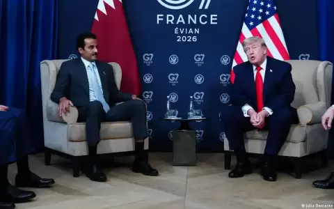 Trump hizo declaraciones a la prensa durante su reuni�n con el emir de Qatar, Tamim bin Hamad Al Thani, al margen de la cumbre del G7.