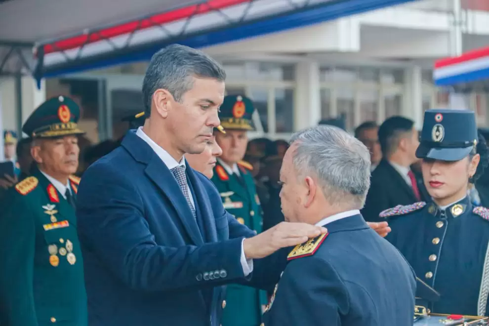 Santiago Pe�a durante acto de la Polic�a Nacional.