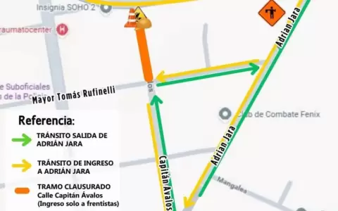 Mapa de calles clausuradas.