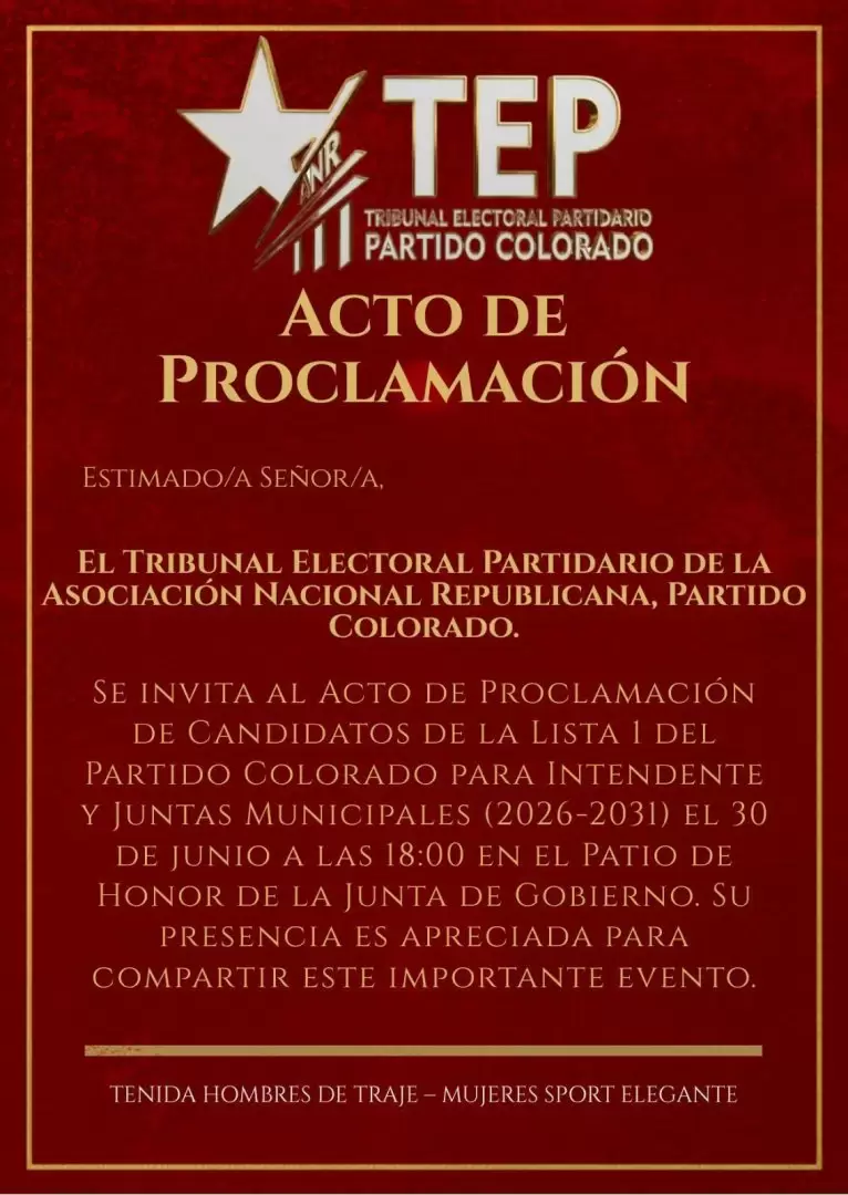 Convocatoria a acto de proclamaci�n.