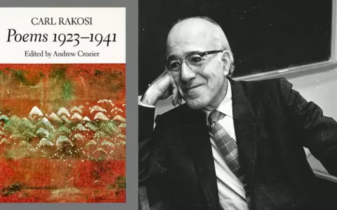 Carl Rakosi y la portada de "Poems 1923-1941" (Sun and Moon Press, 1995).