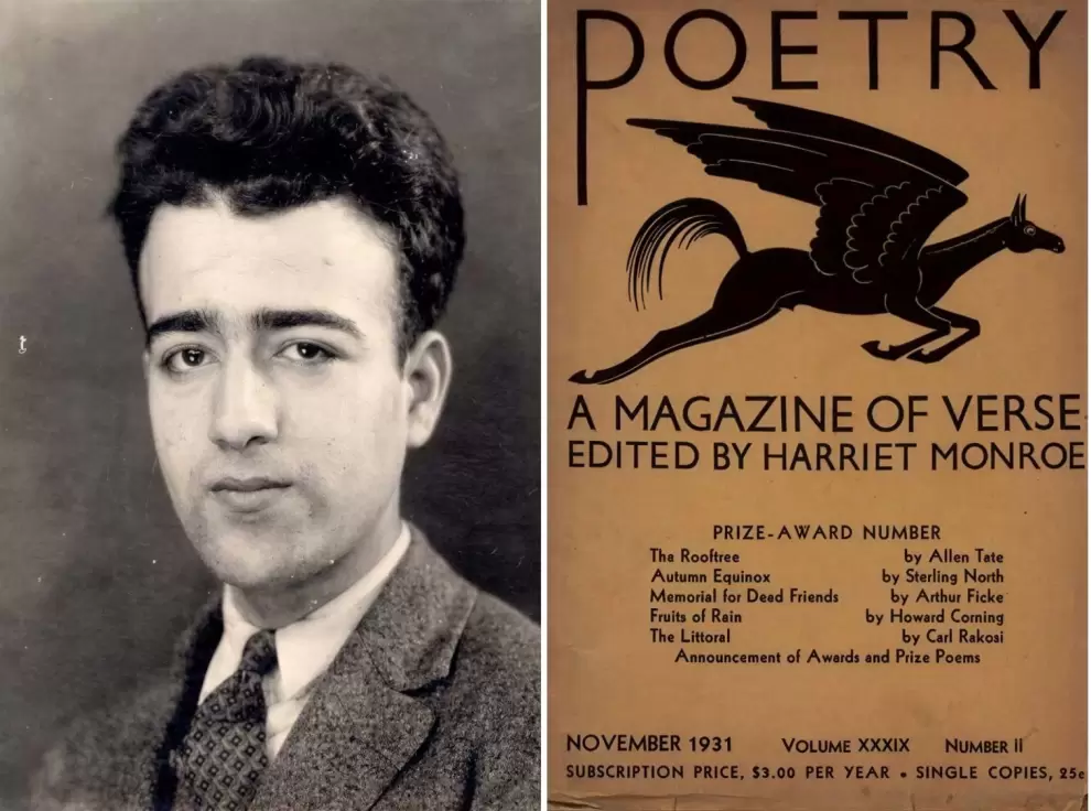 Carl Rakosi y portada de "Poetry Magazine", volumen XXXIX, n�mero II, noviembre de 1931. Cortes�a