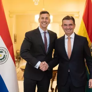 El presidente Santiago Pe�a recibe al presidente de Bolivia, Rodrigo Paz.