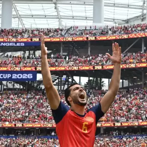 Mikel Merino, autor del tanto con el que la Roja obtuvo la victoria cuando ya se cumpl�a el tiempo reglamentario.