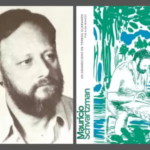 Mauricio Schvartzman y la portada del libro de Alma Monges dedicado a su pensamiento.
